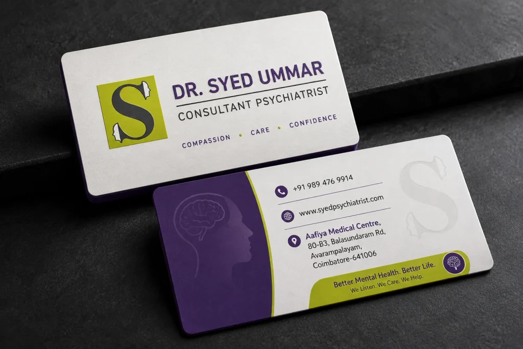 Dr Syed Ummar Consultant Psychiatrist business card design