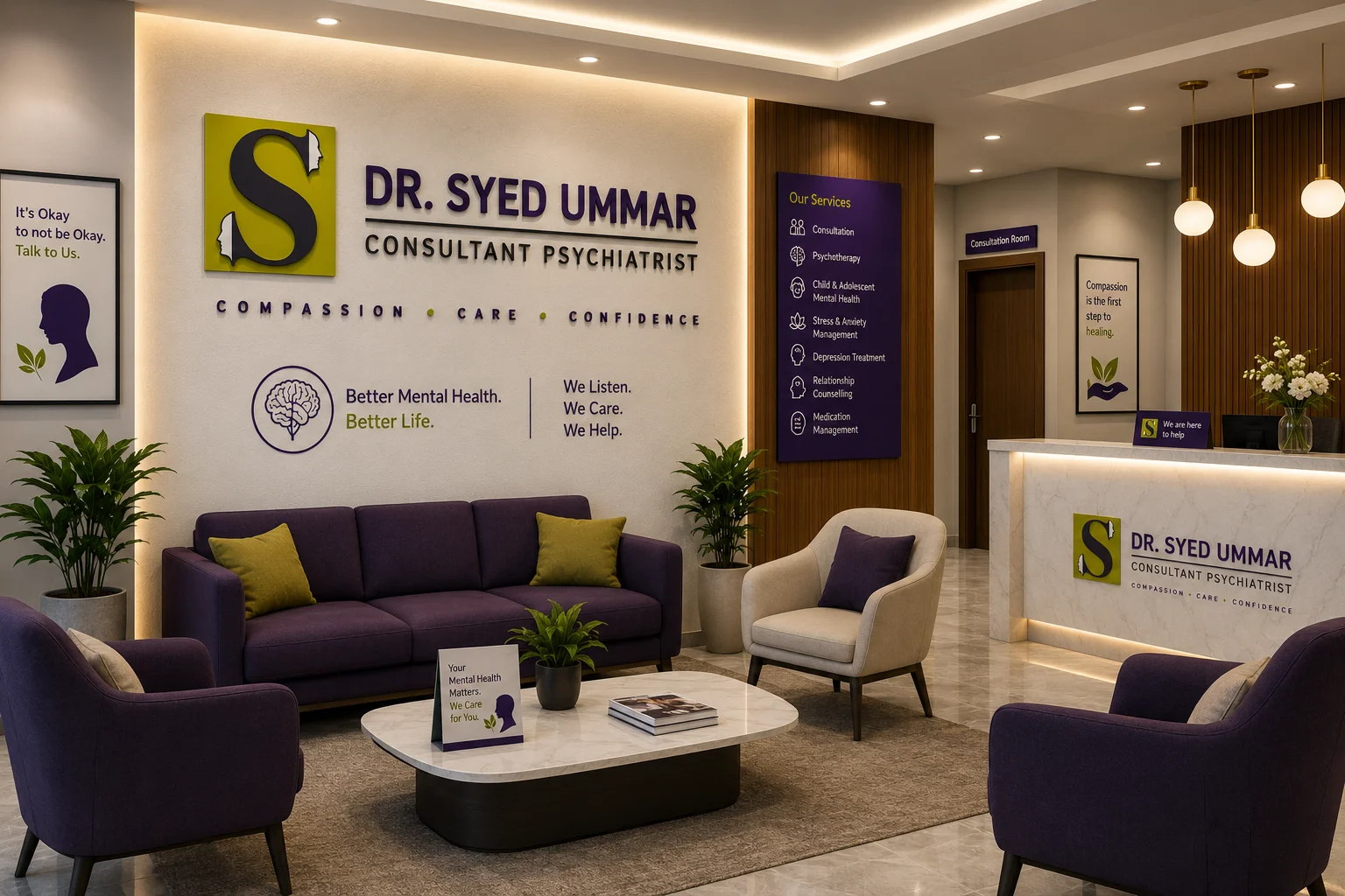 Dr. Syed Ummar Consultant Psychiatrist clinic interior branding in Coimbatore