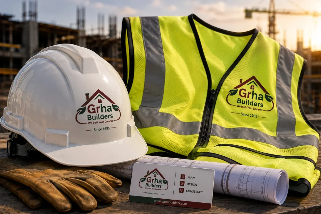 Grha Builders Construction Site Safety Branding