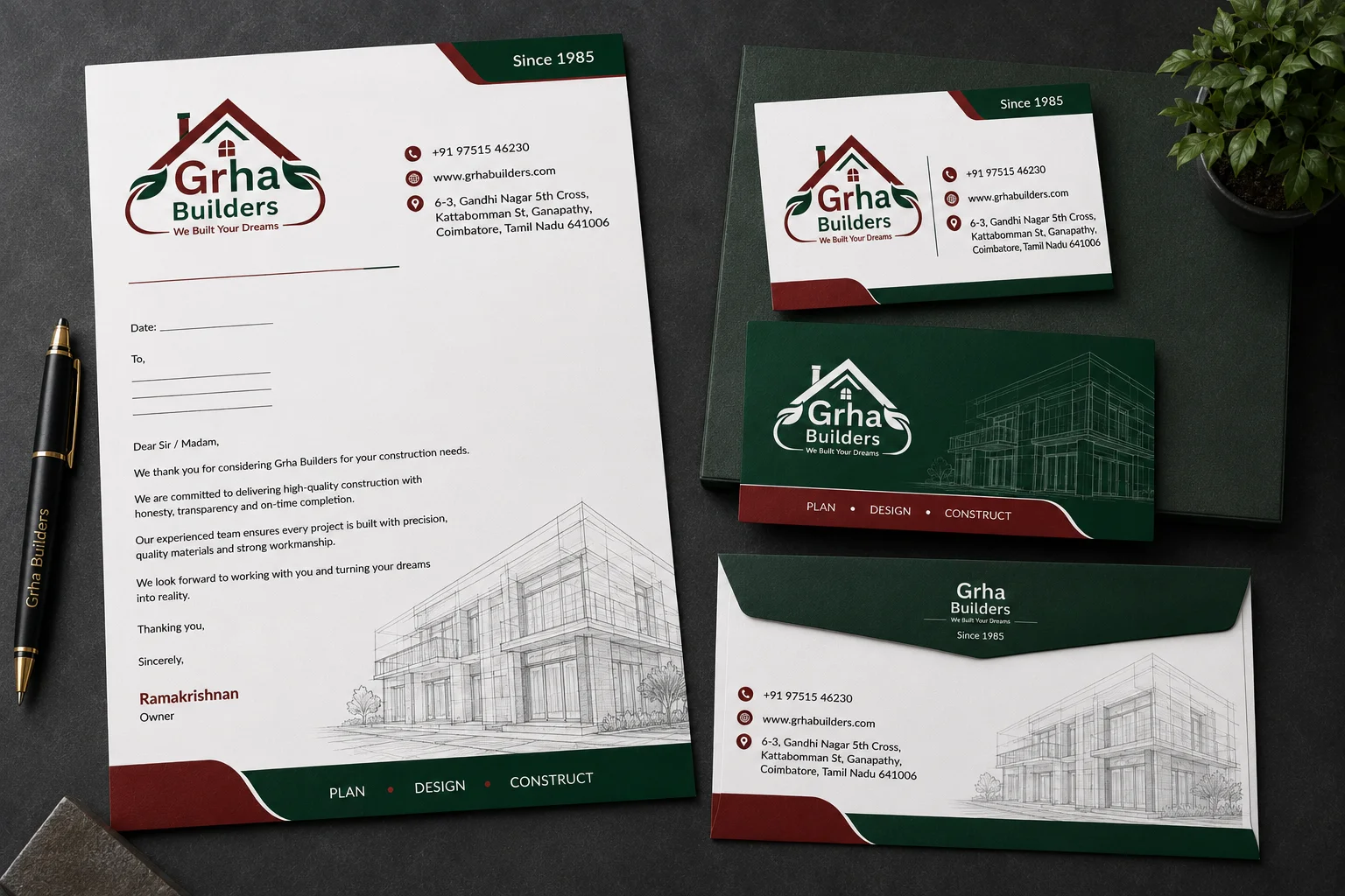 Grha Builders Corporate Stationery