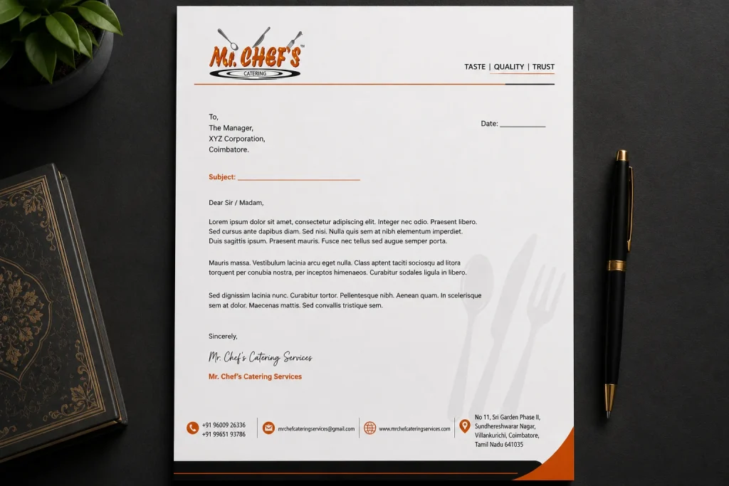 Mr Chef's Catering Services Letterhead Design