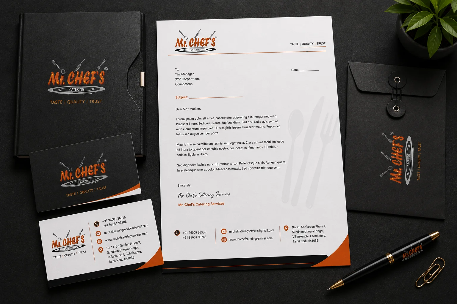 Mr Chef's Catering Services Stationery Branding