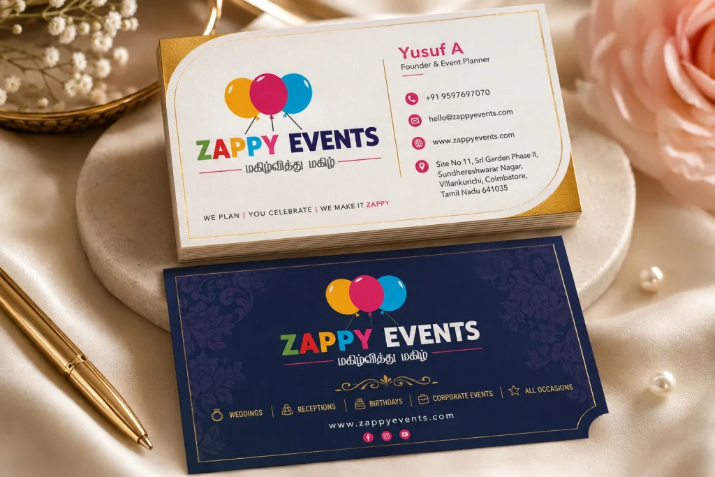 Zappy Events professional business card design